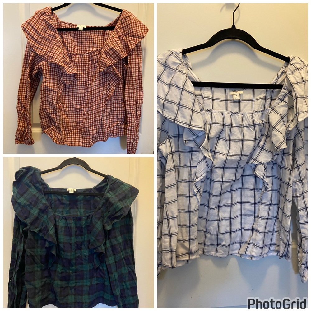 BUNDLE (All 3 included!): J.Crew Plaid Ruffle Flannel Shirts